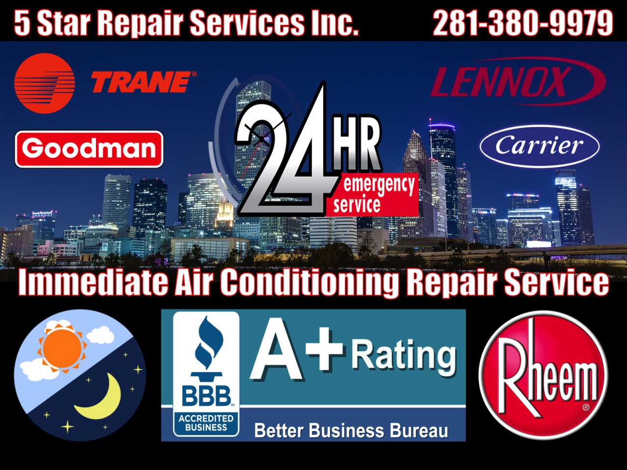 24 Hour Emergency Air Conditioning AC HVAC Furnace Condition Repair Service River Oaks Houston 77019 77098 77006 77004 770027 Central Cooling Unit System Duct Cleaning Maintenance
